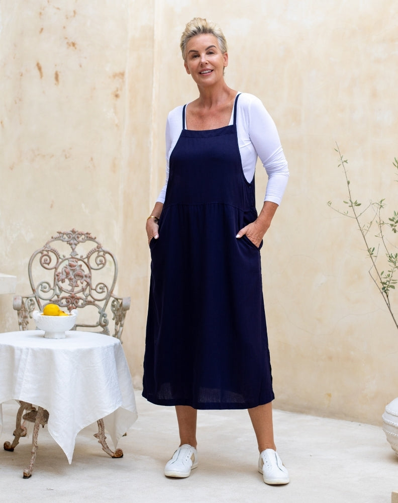 Apron Dress in Ink on Sale