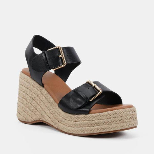 NOVO SHOES - Belva Wedge Sandal in Black