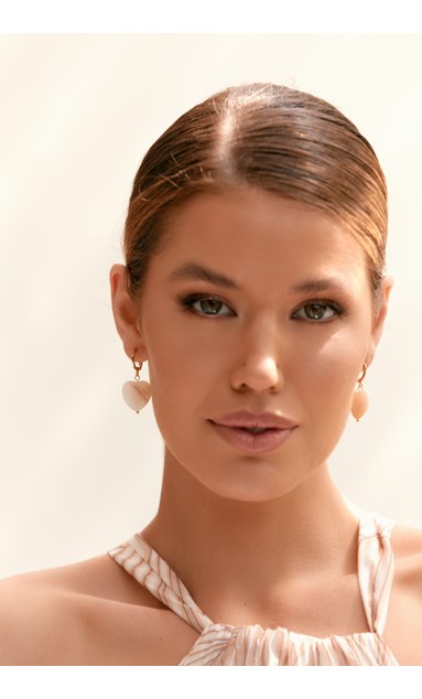 Mini Pearl Heart Huggie Earrings in Gold and Silver