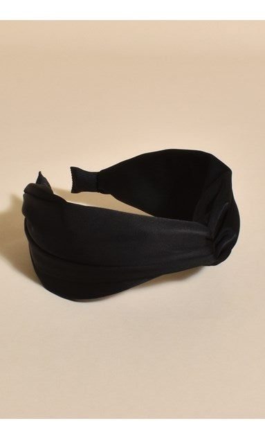 Satin Turban Design Headband in Black, Cream and Olive