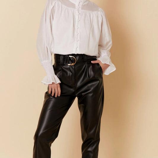 Adorne - Black Faux Leather Pants.