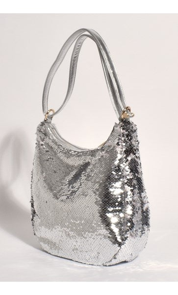 Kylie Sequin Bag in Silver with adjustable Should Strap