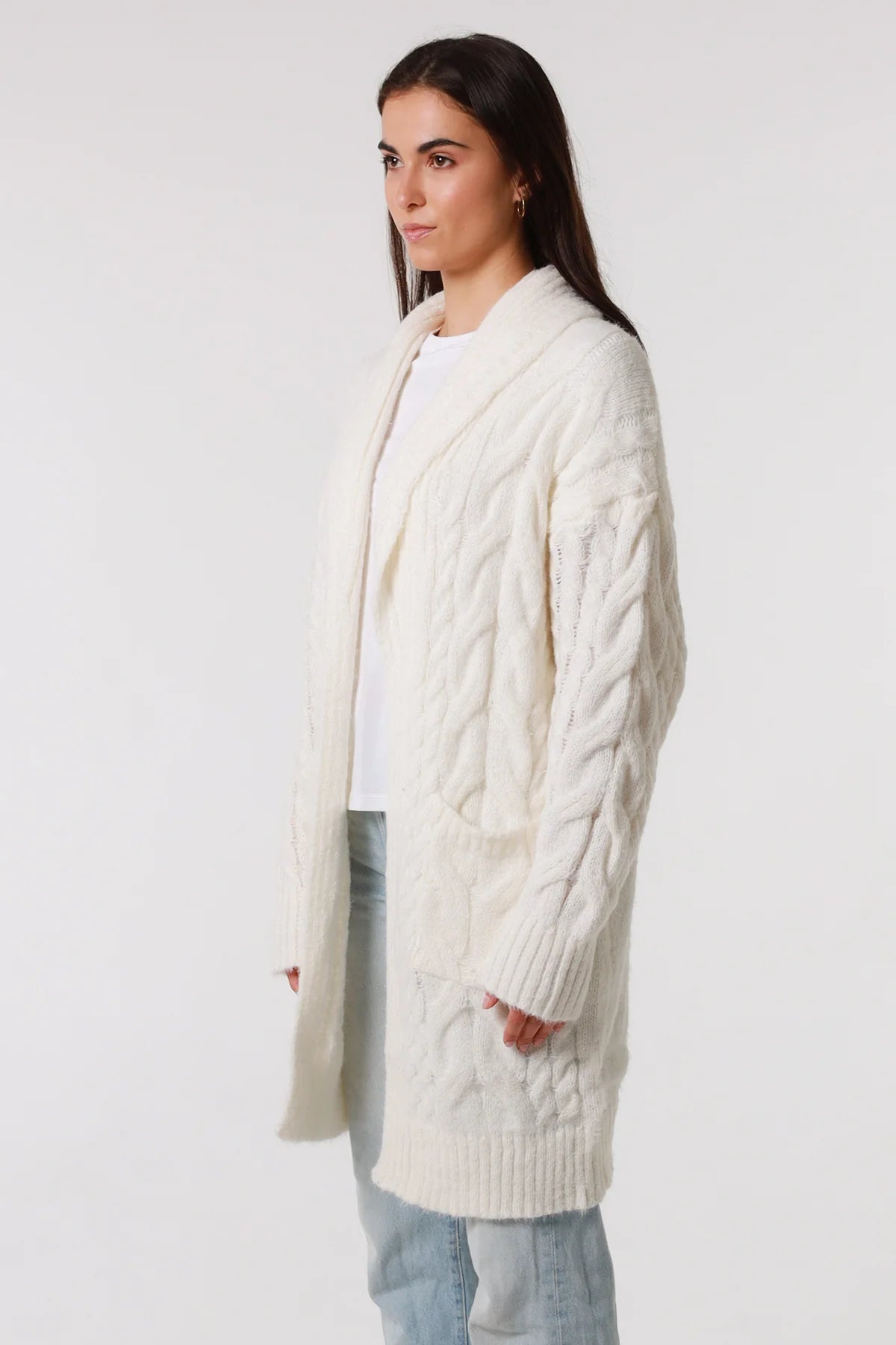 Long Cardigan available in Caramel or White - Reduced to Clear