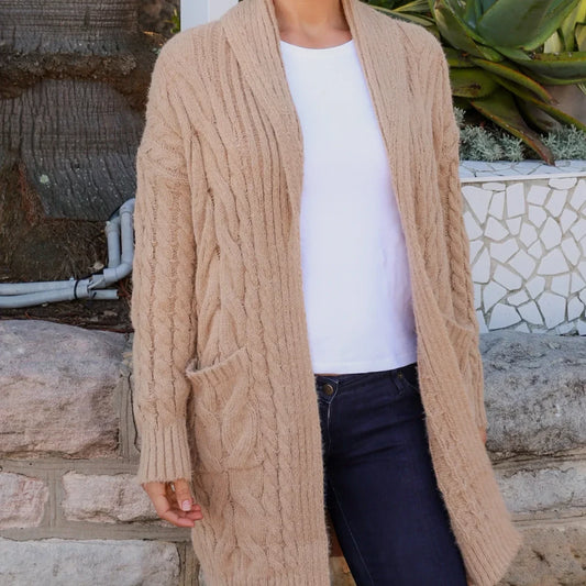 Long Cardigan available in Caramel or White - Reduced to Clear