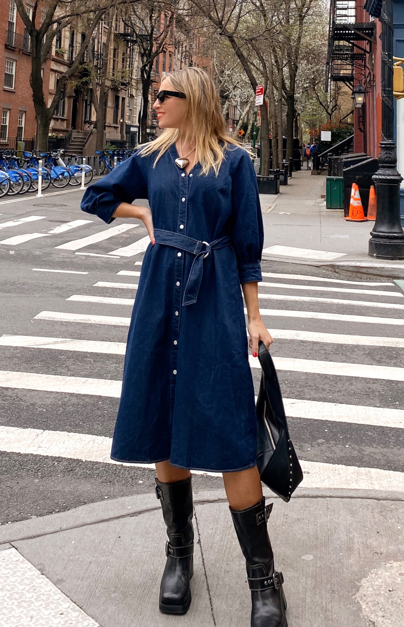 Chambray Button up Midi Dress