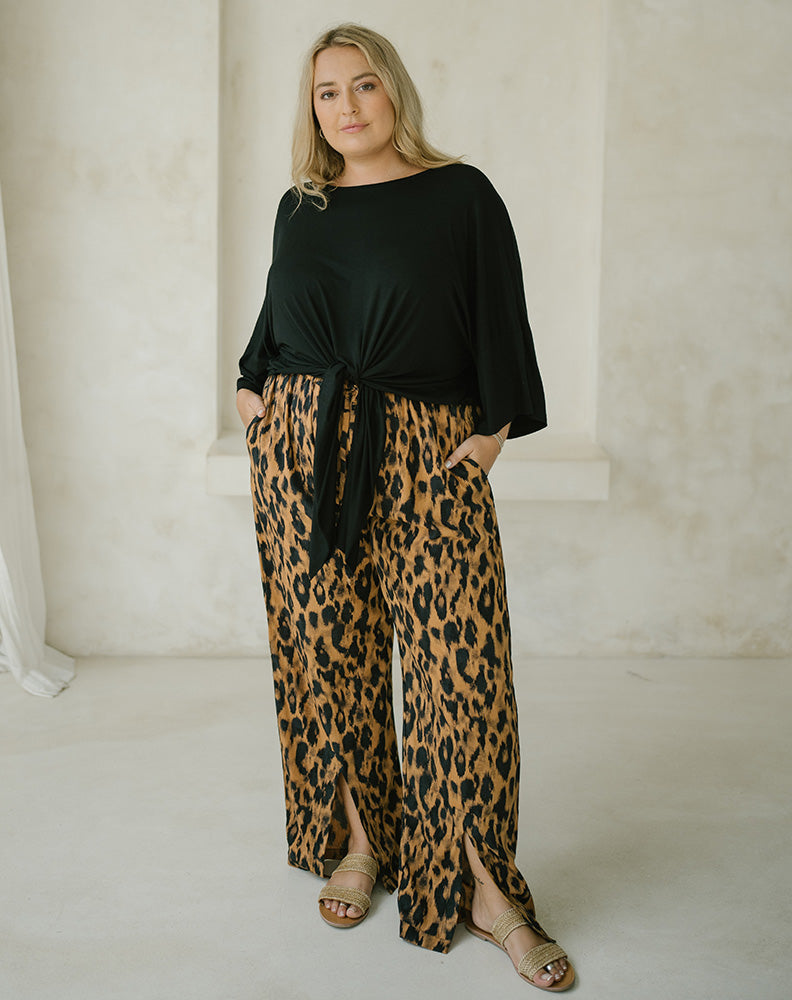 Harper top - an on-trend relaxed fit top with a tie up front.