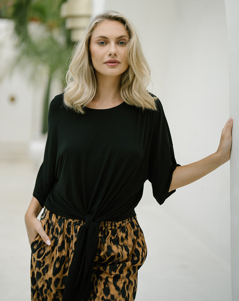 Harper top - an on-trend relaxed fit top with a tie up front.