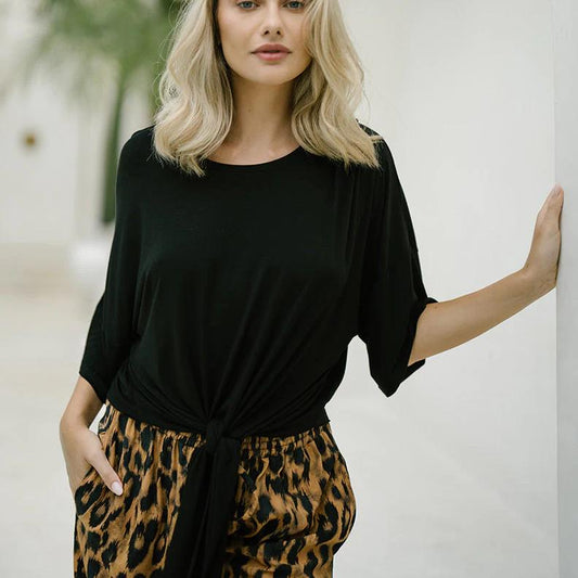 Harper top -  an on-trend relaxed fit top with a tie up front.