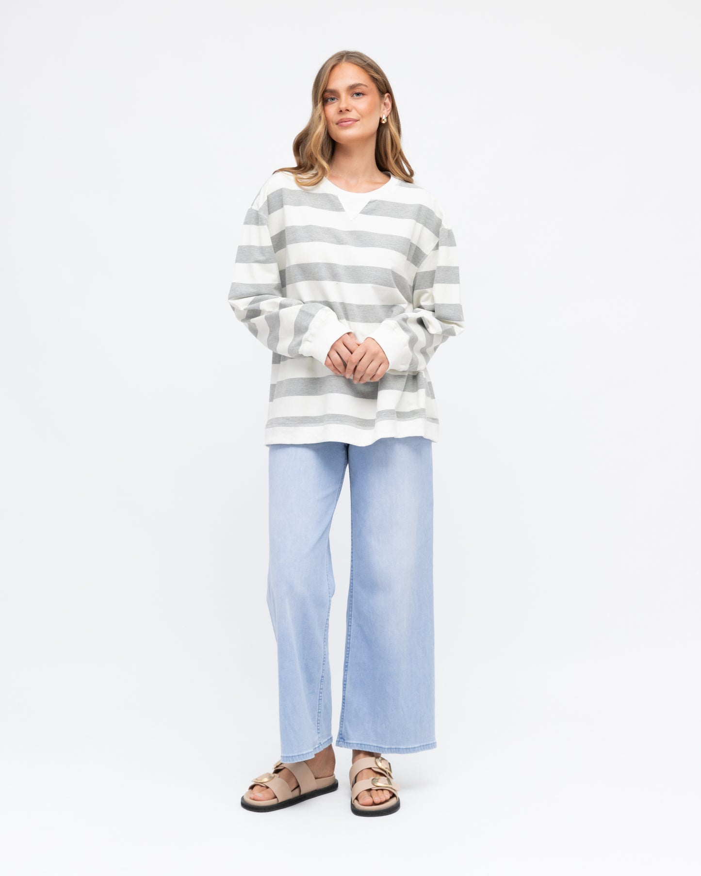 Label of Love Grey Stripe Sweat Top