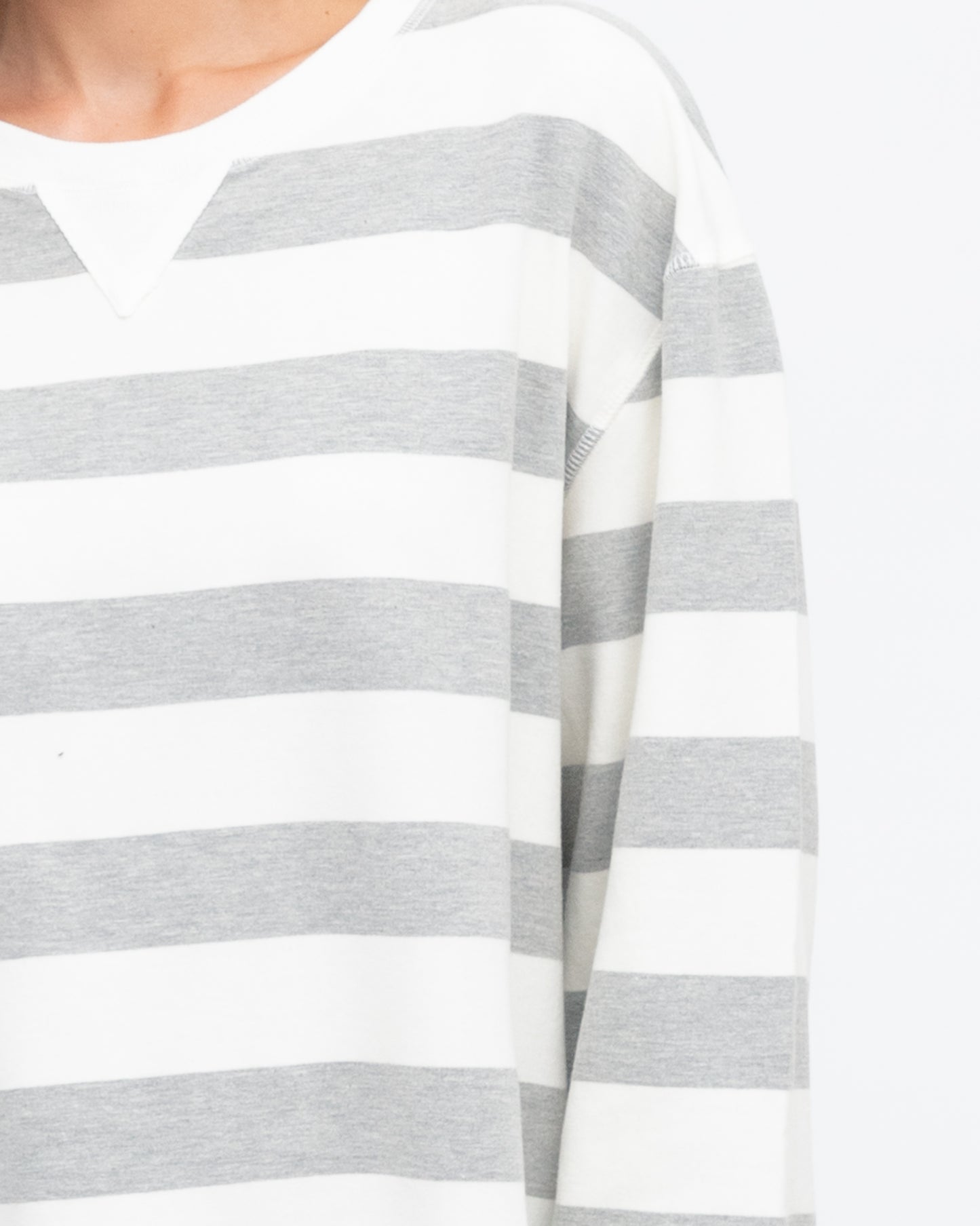 Label of Love Grey Stripe Sweat Top