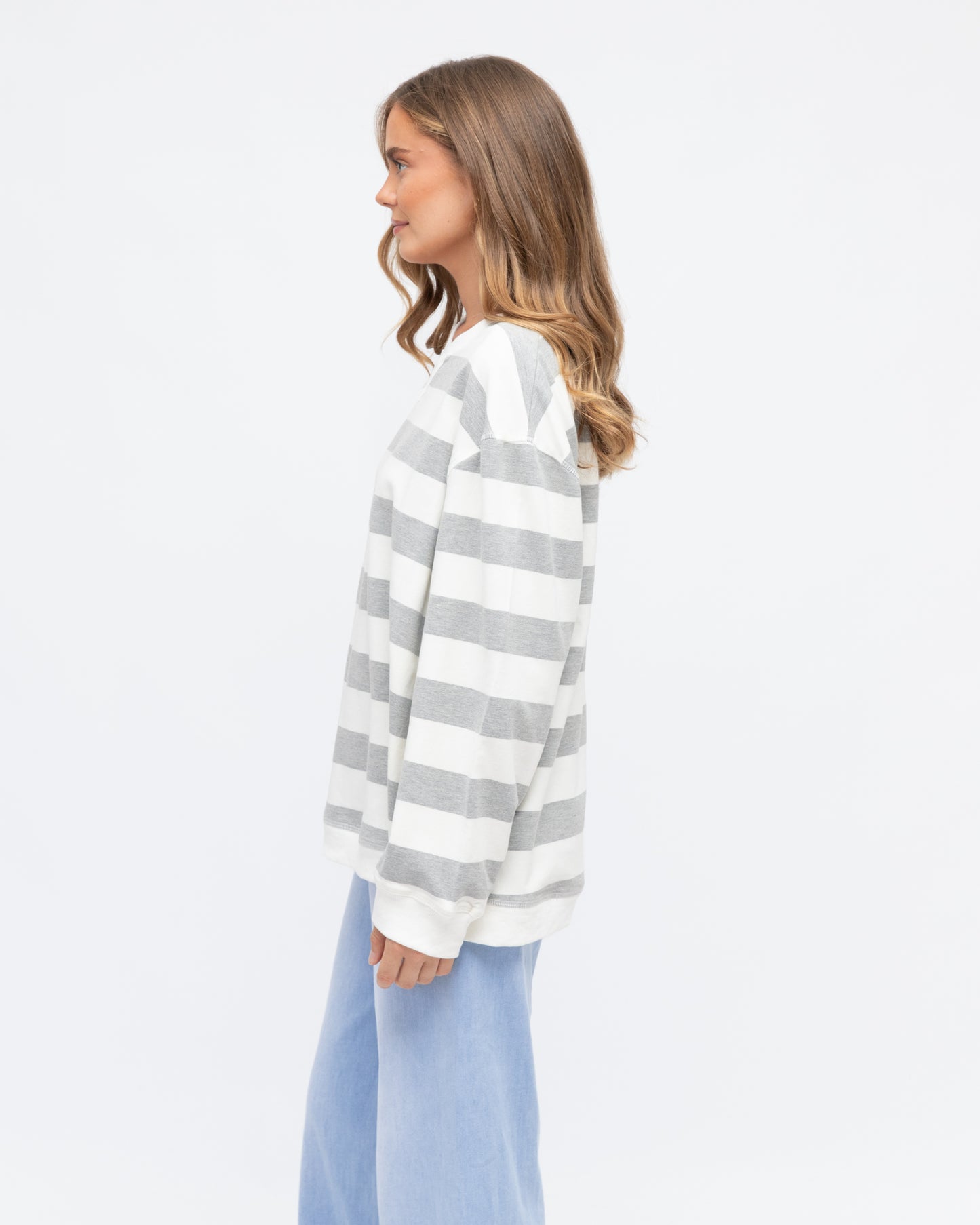 Label of Love Grey Stripe Sweat Top