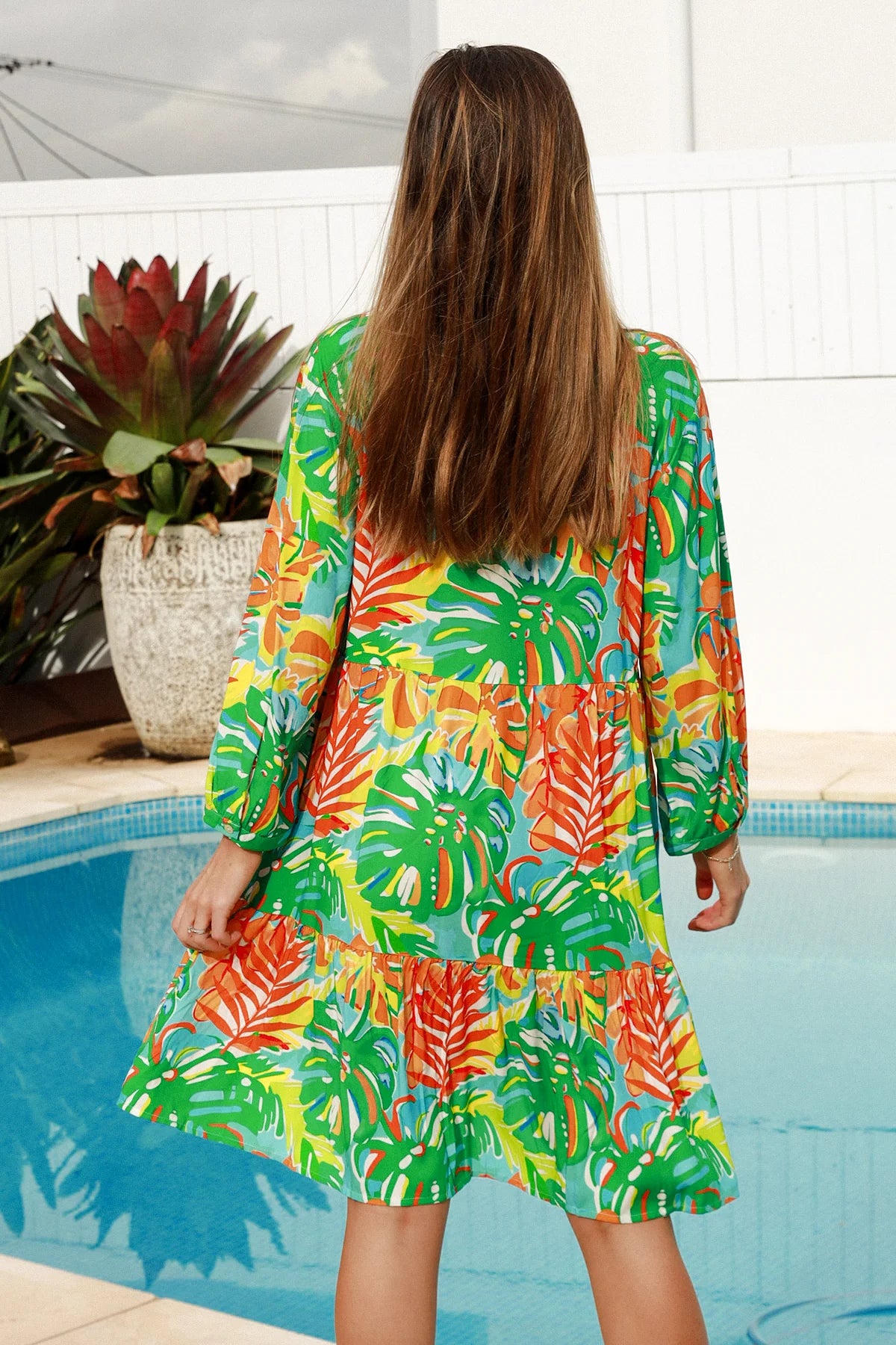 Vibrant Long Sleeve Mini Dress