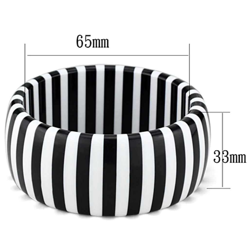 Black and White Striped Resin Bangle