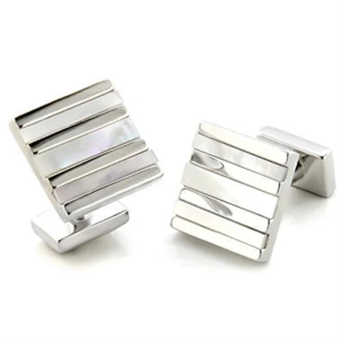 Cufflinks in Silver with White Conch Stone