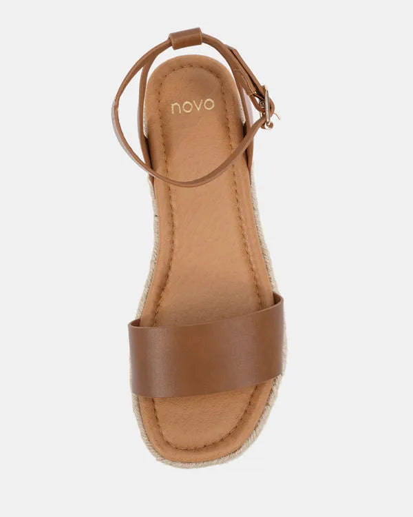 NOVO SHOES - The Tenzin Strappy Platform Sandal in Caramel