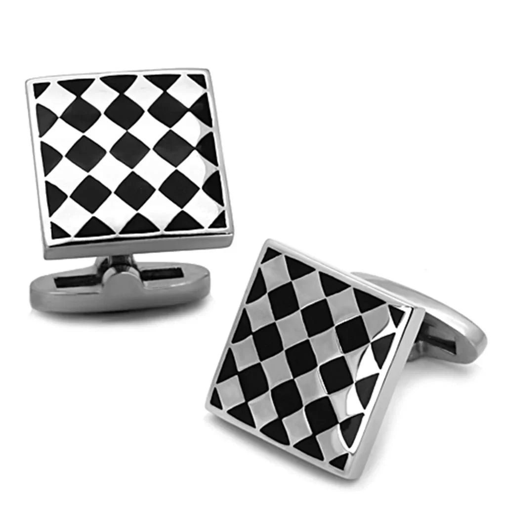 Jet Black and Silver Cufflinks
