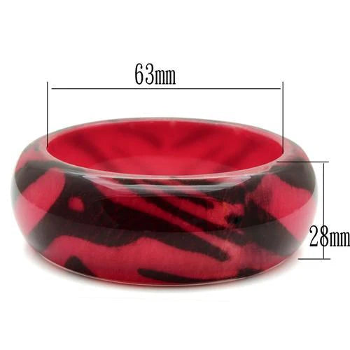 Animal Print Resin Bangle with Synthetic Stone in Cherry and Black