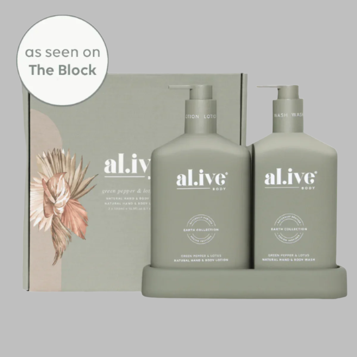 al.ive - Green Pepper & Lotus Wash & Lotion Duo with Tray