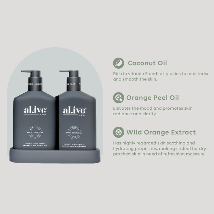 al.ive - Coconut & Wild Orange Wash & Lotion Duo with Tray