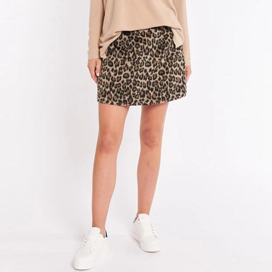 SASS - Brushed Jacquard Lorena Skirt in Leopard