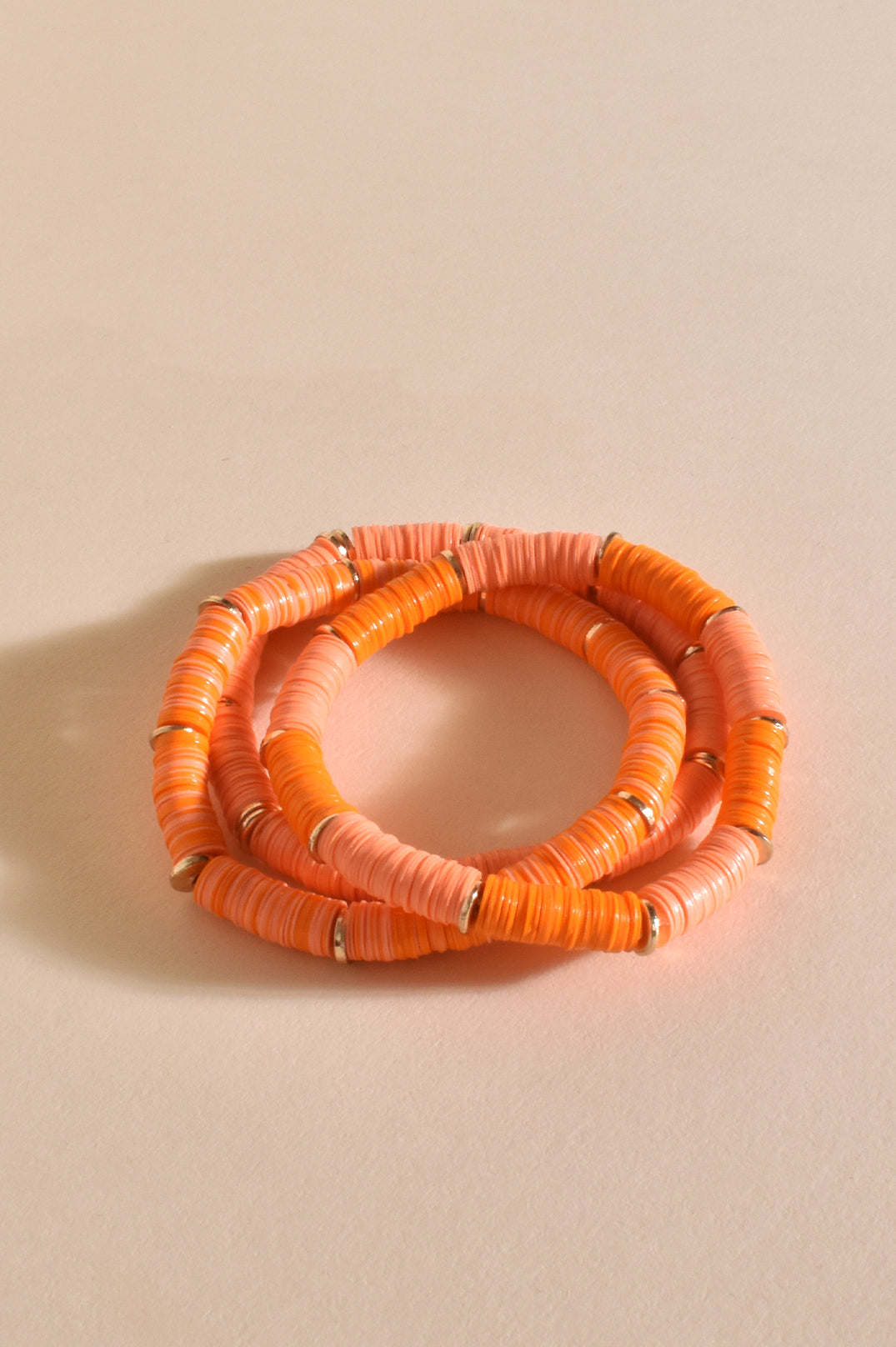 Coral Bead Panels - Stretch Trio Elastic Bracelet.