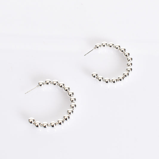 Mini Ball Hoop Earrings in Silver - sammi