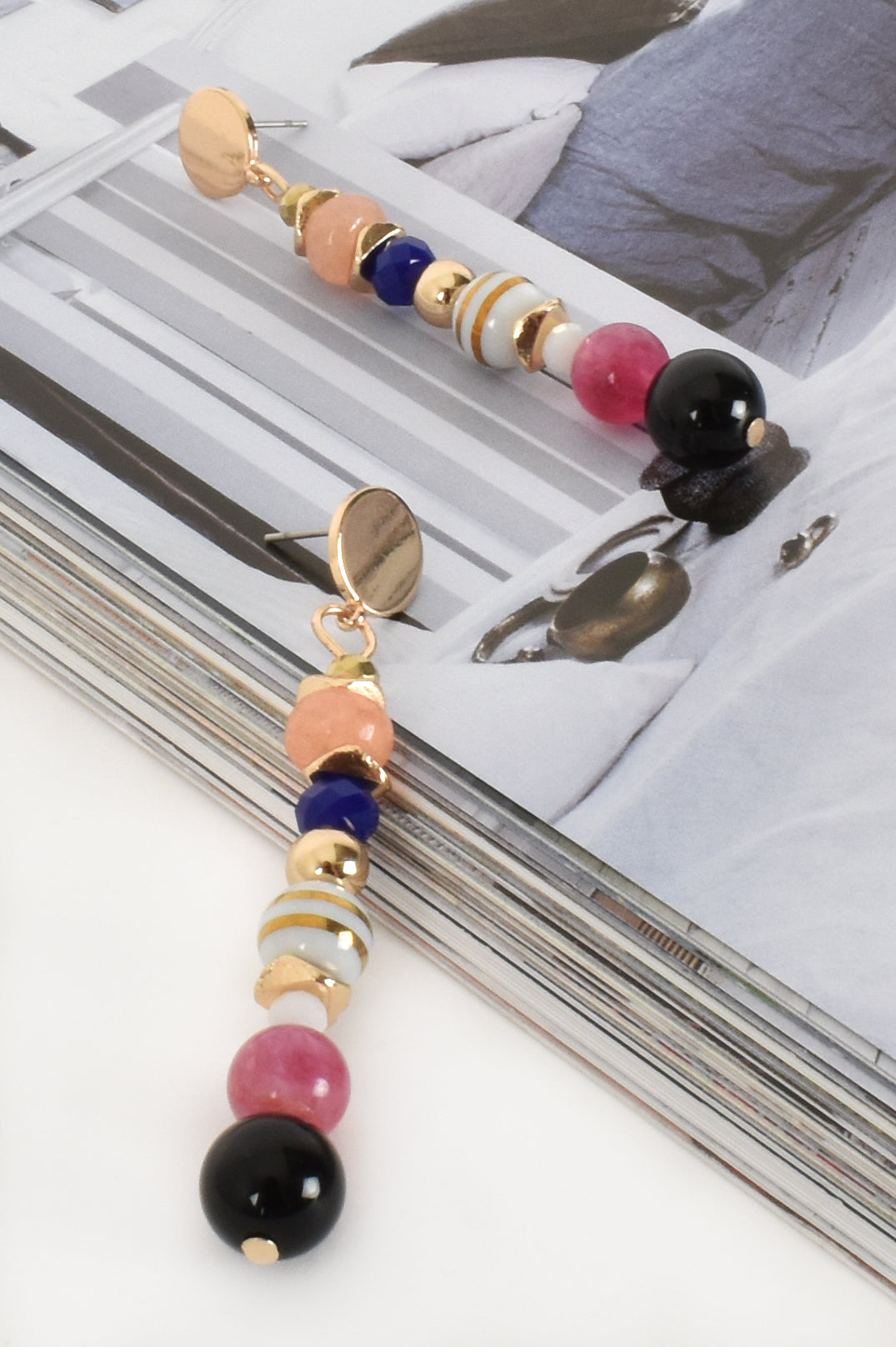 Adorne - Multi Coloured Bead Drop Fashion Earrings - sammi