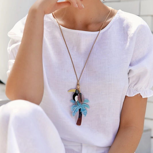 Resin Palm Tree on cord Necklace