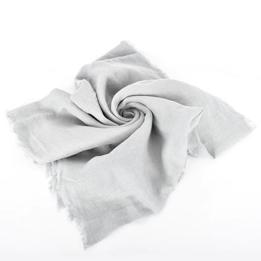 Frayed Linen Scarf in Grey