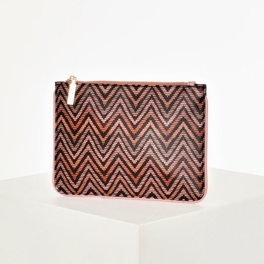 Seventies Chevron Print Zip up Clutch bag - sammi