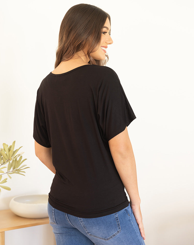 The London Tee - fabricated in buttery soft stretch fabric.