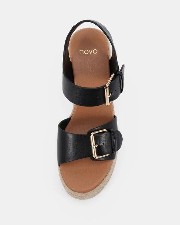 NOVO SHOES - Belva Wedge Sandal in Black