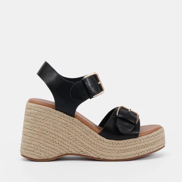 NOVO SHOES - Belva Wedge Sandal in Black