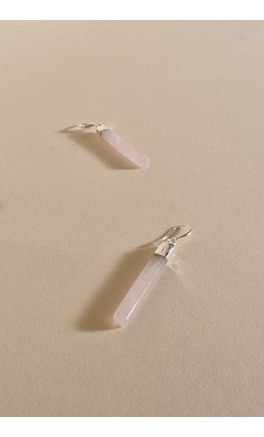 Pale Pink Stone Bar Hook Earrings