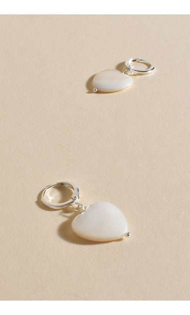 Mini Pearl Heart Huggie Earrings in Gold and Silver