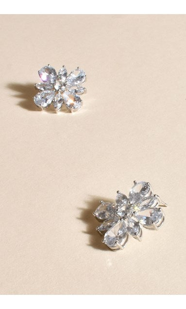 Elana Jewel Flower Stud Earrings in Gold or Silver