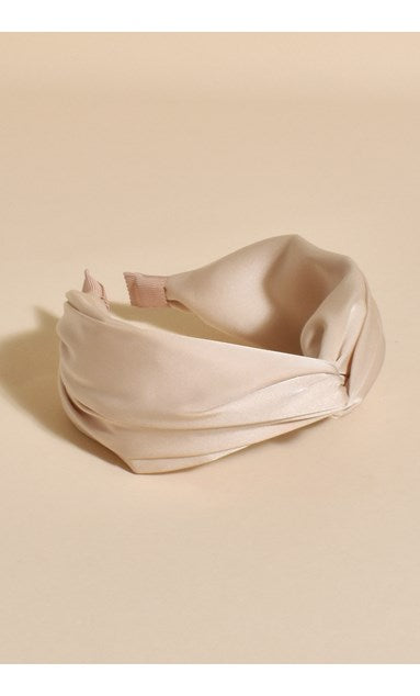 Satin Turban Design Headband in Black, Cream and Olive