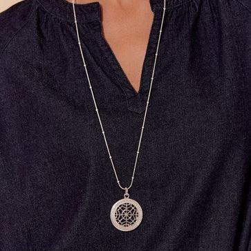 Patterned Medallion Pendant Necklace