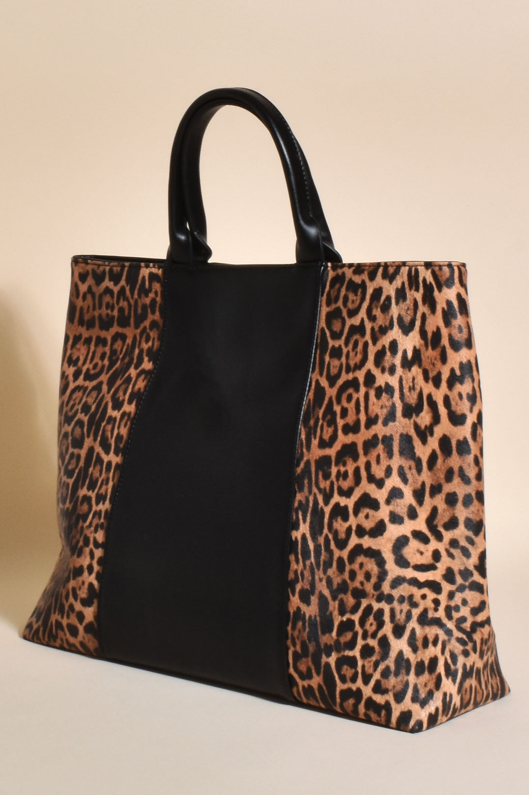 Bag - Leopard Print Contrast Tote
