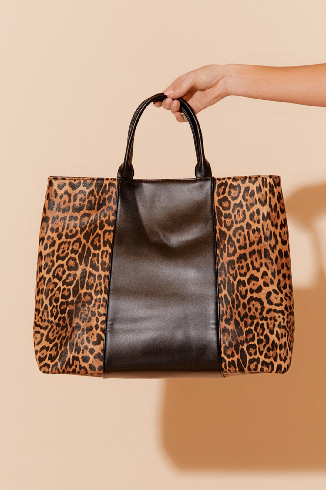 Bag - Leopard Print Contrast Tote