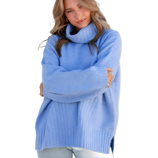 St Moritz Blue Marle Roll Neck Jumper