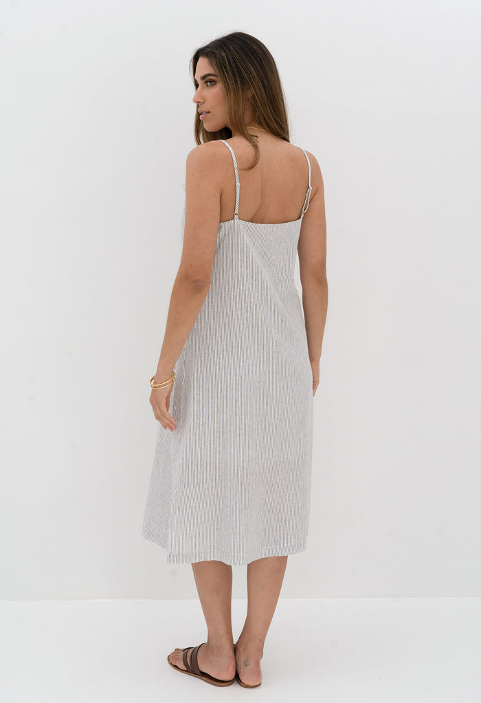 Timeless slip dress in Navy Stripe by Humidity