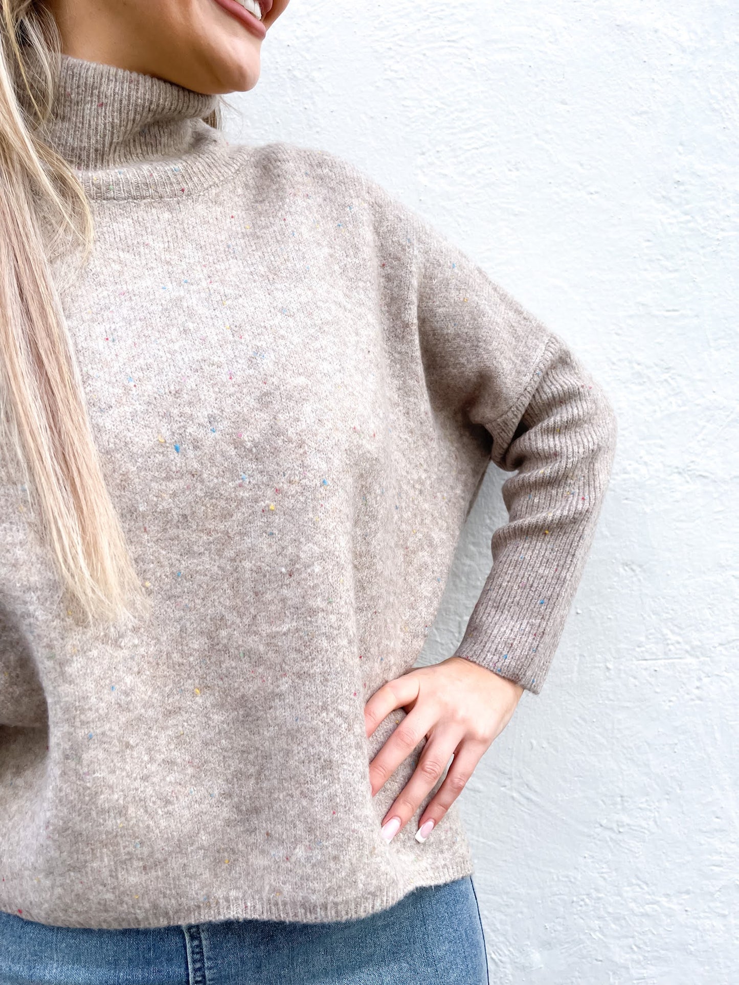 OSFM Wool Mix Turtle Neck Jumper in Mocha by Fria the label