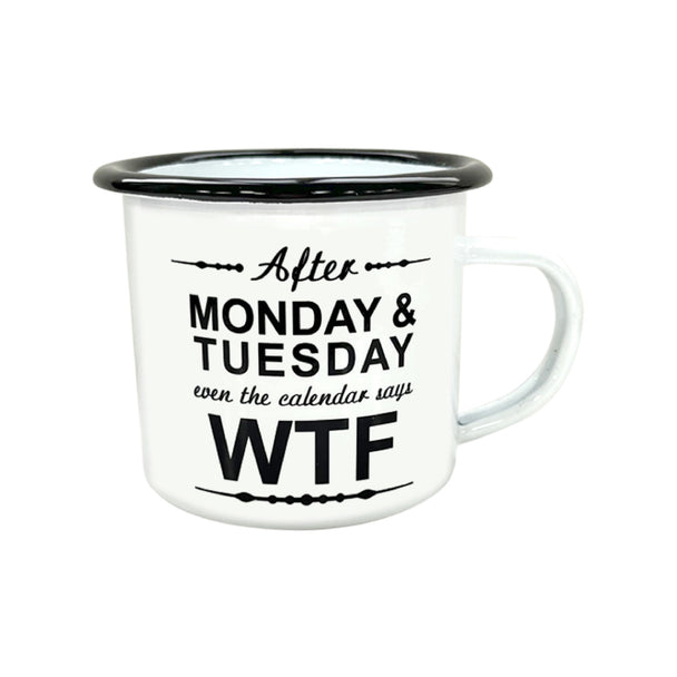 Men's White Enamel Mug Set with Body Wash