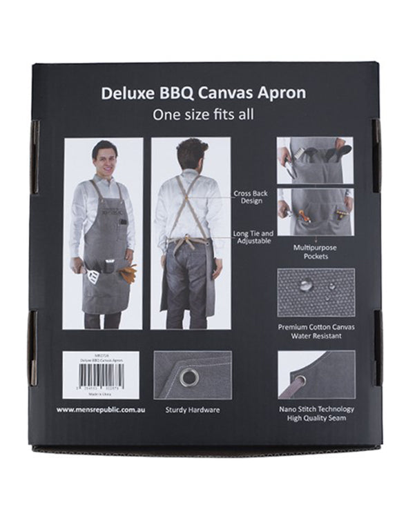 Men's Grey Canvas BBQ Apron