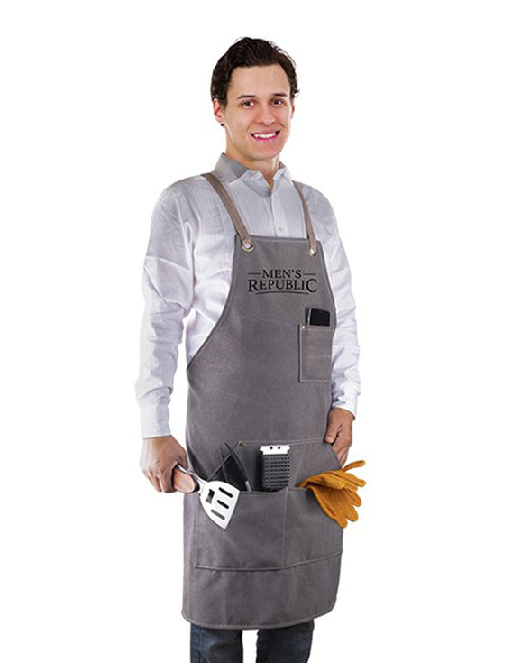 Men's Grey Canvas BBQ Apron