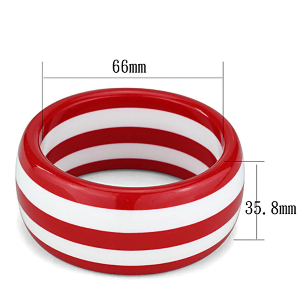 Red and White Striped Resin Bangle