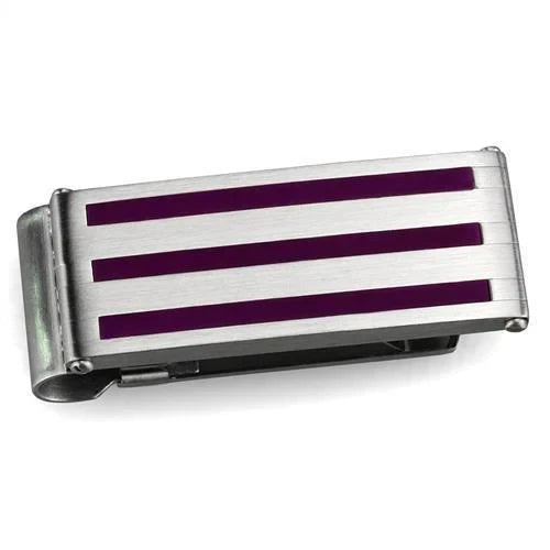 Stylish Silver Money Clip with Deep Berry accent