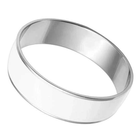 High Polished Stainless Steel bangle in Creamy White
