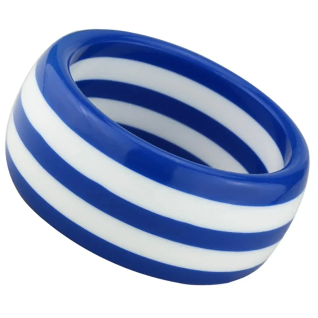 Blue and White Stripped Resin Bangle